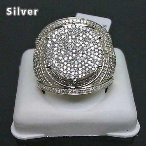 Cross-border hot sale of luxury diamond micro-inlaid ring plated 18k yellow gold round engagement ring