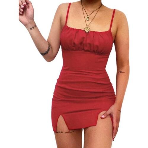 Sexy Ruched Mini Dress Women Summer Cute Girl Vintage Y2K Cottagecore Aesthetic Adjustable Spaghetti Straps Bodycon Party Dress
