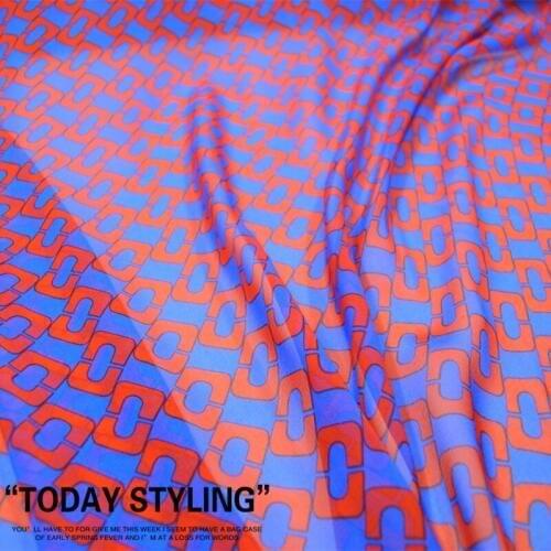 LEO&LIN Large Wide Purple Blue Red Contrasting Flower Silk Georgette Chiffon Clothing Fabric DIY Sewing