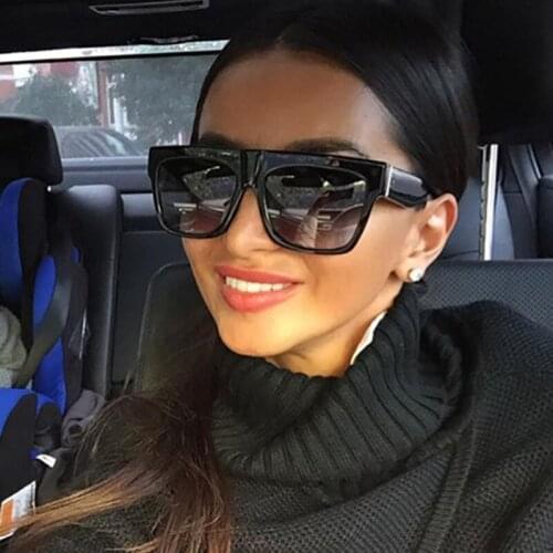 Oversize Gradient Square Sunglasses Women Fashion Vintage Shades Black Lens Sun Glasses Plastic Large Eyewear UV400 Driving