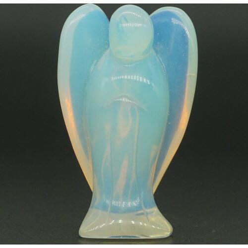 Angel Figurine Miniature Carved Opalite Stone Healing Statue Crystal Home Decoration Accessories 2 Inch