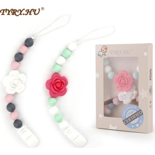 TYRY.HU 2PCS Silicone Pacifier Chain Food Grade Silicone Teething Beads BPA Free For Nipple Babys Pacifier Baby Teether Gift