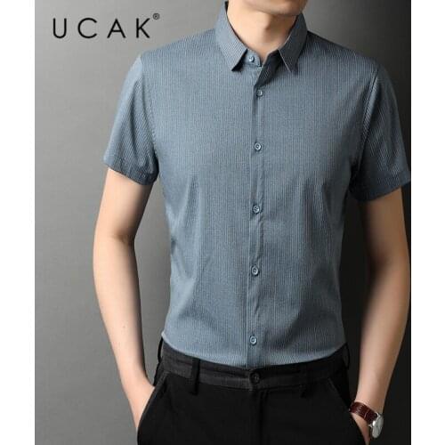UCAK Brand Turn-dwon Collar Shirt Clothing Streetwear Tops New Summer Arrival Short Sleeve Solid Color Shirts Men Clothes U6210