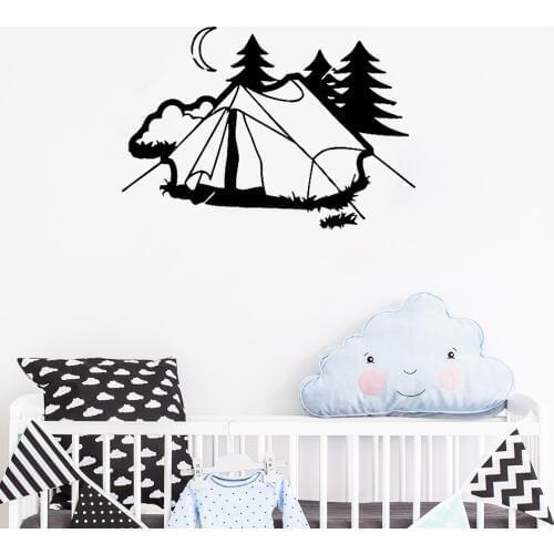 Tent Camping Wall Stickers For Kids Rooms Vinyl Mural Design Home Decor Art Nature Rest Vacation Creative Wall Removable LC058
