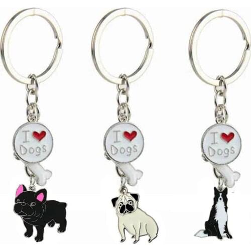 I Love Dogs Key Chain Trendy Keyring for Women Men Cute Alloy Metal Corgi Pendant Key Ring Car Keychain Bag Charm Keyring Gifts