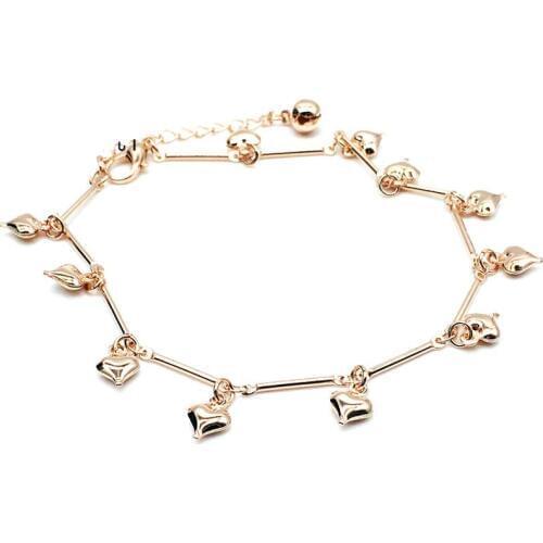 Wholesale Heart Anklet Bracelet Rose Gold Titanium Steel Women Girl Lover Barefoot Anklet Fashion Foot Chain Jewelry