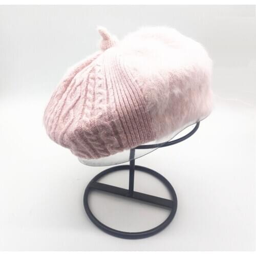 Winter 100% thick warm wool pumpkin hat Beret caps Artist hats patchwork twist knitted gorros Women soft comfortable beret hats