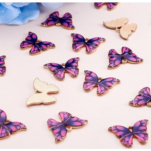 100Pcs Wholesale Butterfly Pendants Fashion Enamel Butterfly Charm For Women Girl Earring Necklace Bracelet DIY Jewelry Making