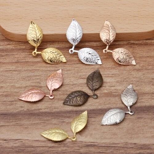 20 PCS 13x32mm Silver Plated Brass Leaves Filigree Leaf Pendant Copper Charm DIY Hand Made Jewelry Accessories