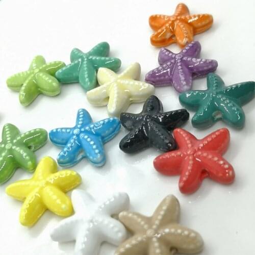 20pcs Mix Color 17mm Starfish Ceramic Beads DIY Loose Jewelry Making Ceramics Bead Fit Bracelet Necklace Fashion Accessories