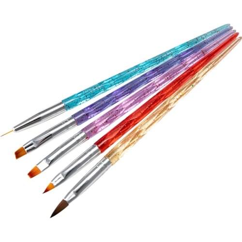3/5 Pcs Painting Drawing Flower Pen Crystal Handle For Manicure Tool Liner Detailing Nail Art UV Gel Brushes Extension Brush Set