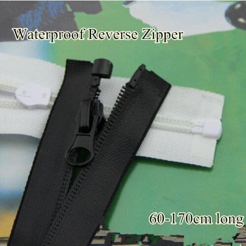 3pcs/lot Black/White Reverse zipper NO.5/waterproof/AUTO LOCK/TPU matte/open end/60-170cm outdoor jacket free shipping