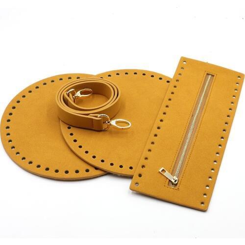 4PCS /Set Handmade Handbag Belt Woven Diy Bag Accessories Bag Bottoms Cover Leather Shoulder Strap For Shoulder Bag #C