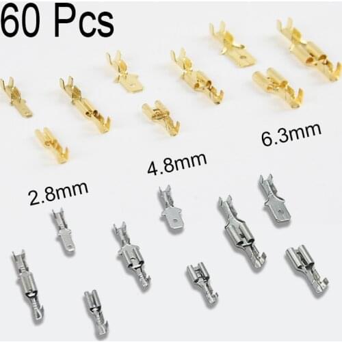 60 Pcs Car Terminal Female Male Connector 2.8/4.8/6.3mm Butt Splice Terminals for Wire 12/18awg Crimp Connector Kit Accessories