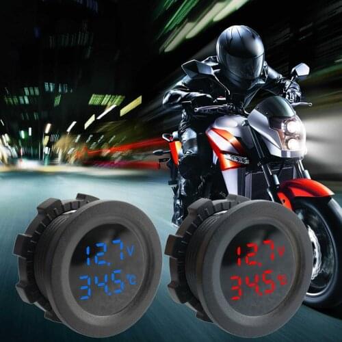 Dual Round Display Temperature Voltmeter Digital Voltage Measurement Modified Automotive Voltage Test Display Meter