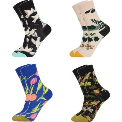 CKobj 2020 New Ladies Winter High Quality Compression Socks Happy Cute Peace Dove Flower Hip Hop Couple Socks Christmas Gift