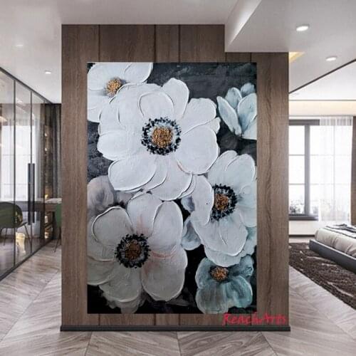 Home DecorationPaintings Knife On Canvas Handmade Modern Floral Picture Poster Large Size Interior Accessories For Dining Room