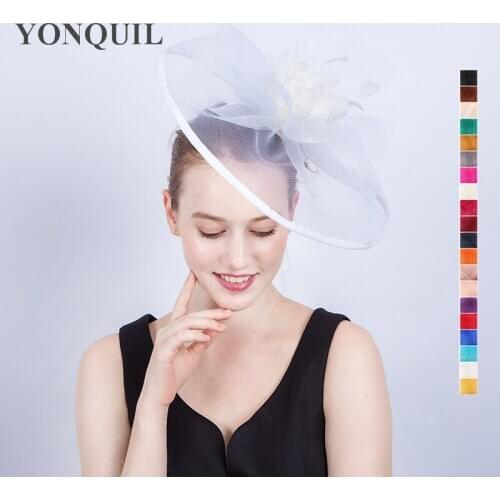 Elegant Women Crinoline Fascinators Hat Wedding Hair Accessories Multi-Colors Top Quality For Wedding Church Kentucky Headdress