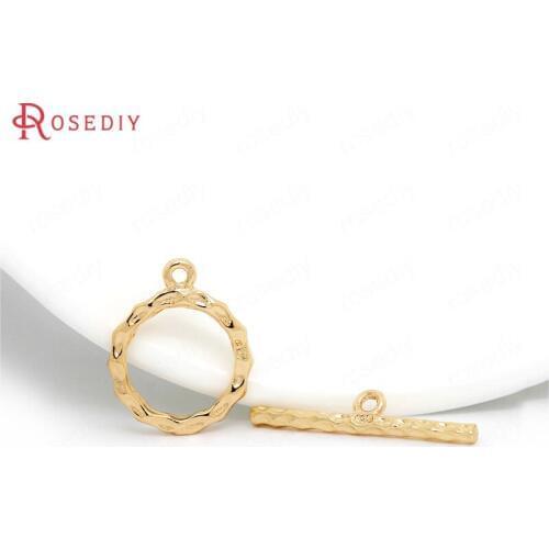 F547)6 Sets O:15*18.5mm,T:25*2mm Brass 24K Champagne Gold Color Plated Bracelet O Toggle Clasps Jewelry Findings Accessories