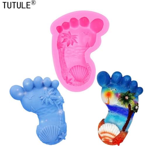 Gadgets-Beach Feet-Micro Foods,Foot Palm,Shell Sea Heart,Fish,Silicone Mould-DIYManual KitchenBakingToolsLiquidSilicone Mould