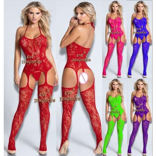 Hot Sexy Sheer Sleepwear Babydoll BODYSUIT Mesh Body Stocking Intimate Catsuit Bodysuits plus size lingerie sexy underwear W110