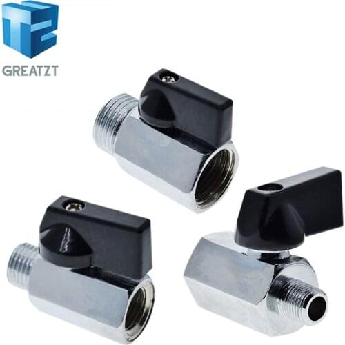 GREATZT 1PCS Mini Brass Ball Valve 1/2, 1/4", 1/8" BSP Male To Female Air Compressor Valves