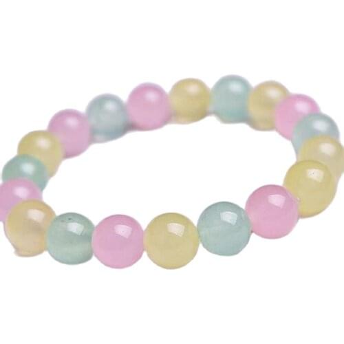 Crystal Stone Tricolor Chalcedony Beads Bracelet Charm healing Gift