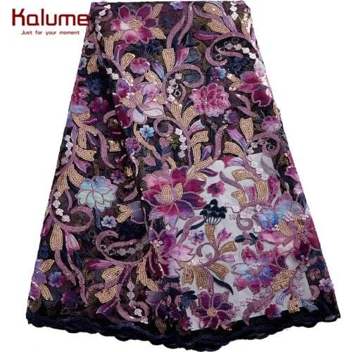 Kalume African Net Lace Fabric Tissue Brocade High Quality Nigerian French Tulle Lace Fabric For Celebration Party Dress F2463