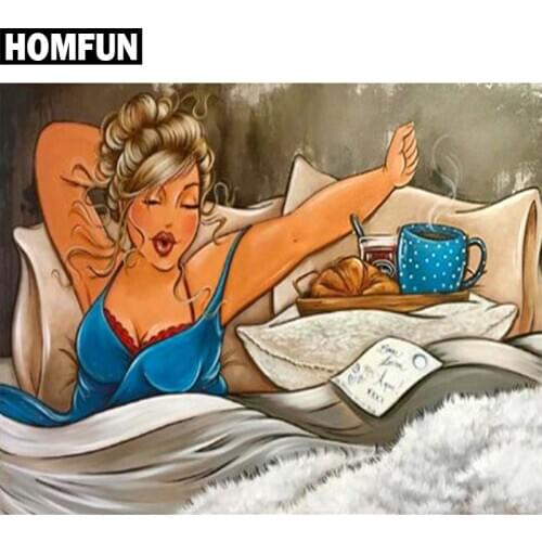 HOMFUN Full Square/Round Drill 5D DIY Diamond Painting "Fat woman" Embroidery Cross Stitch 3D Home Decor Gift A06072
