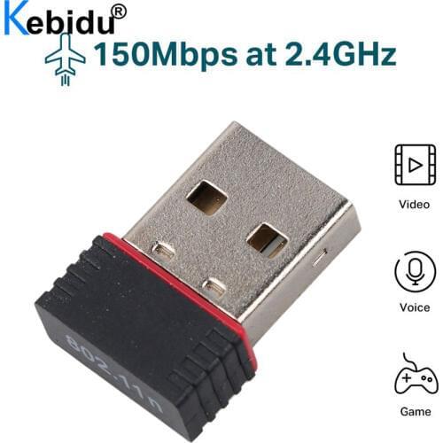 Kebidu 150Mbps External Network Card Wifi LAN Adapter USB Wireless Receiver Dongle Realtek RTL8188EU For PC Laptop Win 7 8