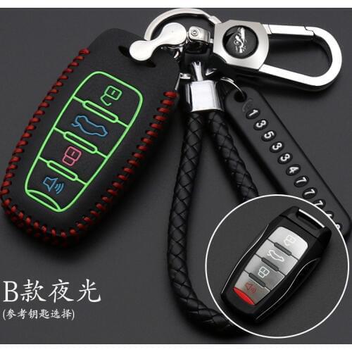 Leather car key case cover keychain for Great Wall Haval H6 2015 C50 H7 H4 H9 F5 F7 H2S H6 Coupe H1 H2 key cover cap