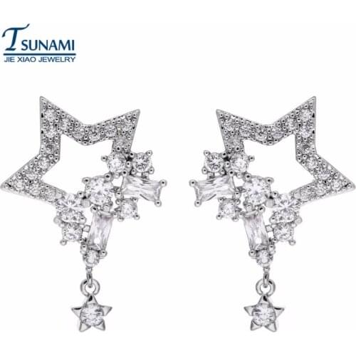 Beautiful five-pointed star AAA zircon earrings Fashion jewelry for women ER-078