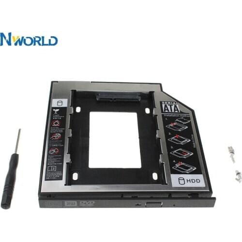 Hot Sell SATA 3.0 2nd HDD Caddy 9.5mm For 2.5" SSD Case HDD Enclosure With LED For Laptop DVD CD ROM, Material Plastic Steel