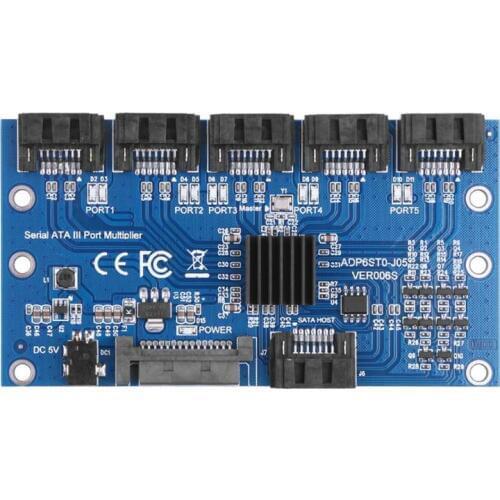 HOT-Controller Card Motherboard Sata Expansion Card 1 To 5 Port Sata3.0 6Gbps Multiplier Sata Port Riser Card Adapter For Comp