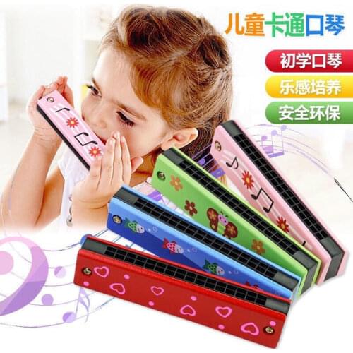 Cute Harmonica Musical Instrument Montessori Educational Toys Cartoon Pattern Kids Wind Instrument Children
