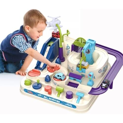 27cm Cartoon Racing Rail Car Track Car Adventure Game Mechanical Interactive Train Model Racing Educational Toys for Children