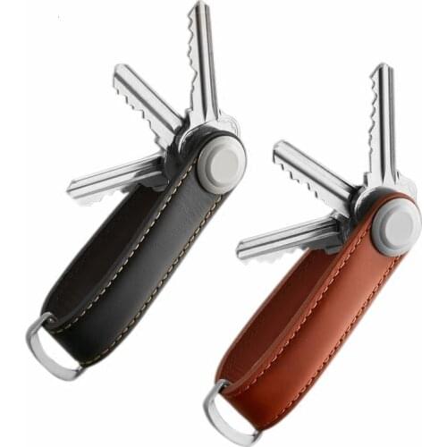 Fashion Leather Car Key Pouch Storage Case Wallet Holder Key Wallet Ring Collector Housekeeper EDC Pocket Key Organizer Smart