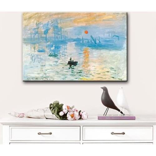 Monet Impression Sunrise Wall Art World Famous Oil Painting Replica Print On Canvas Decorative Cuadros Pictures For Living Room