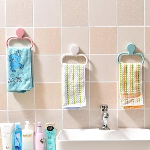 Wall-mounted Towel Rack Self-adhesive Non-perforated Towel Holder Rack Hook Kitchen Magic Rag Stand Storage Rack For Bathroom