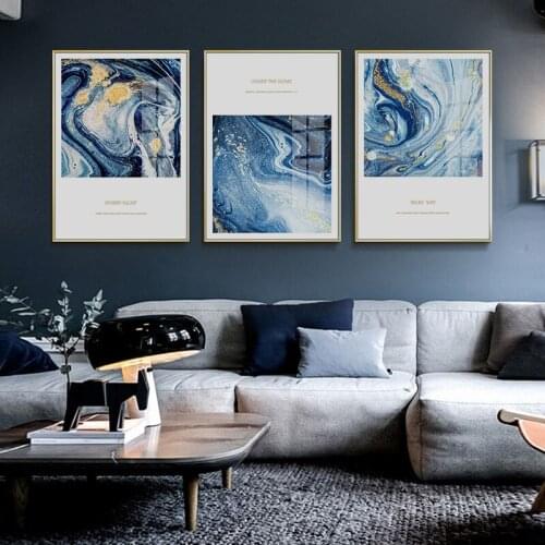 Blue Texture Nordic Poster Wall Art Canvas Print Abstract Painting Decorative Wall Pictures for Living Room Modern Home Decor
