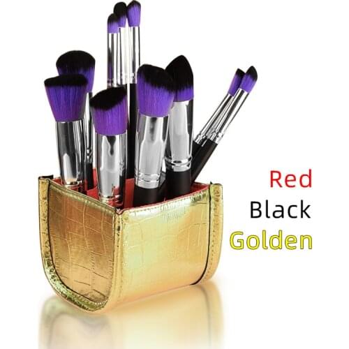 Whole Sale Makeup Brushes Holder Fashion Protable Organizer Case Brush PU Leather Pen Storage Cosmetic Bag Make Up Tools