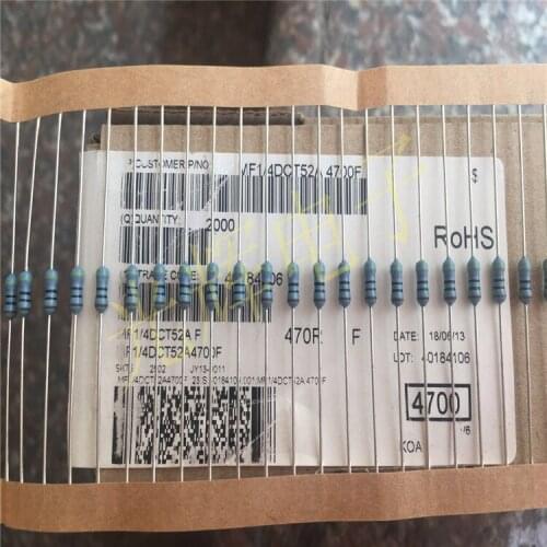 Original new 100% MF1/4DCT52A4700F metal film precision color ring resistor 1/4W 470R 1% (Inductor)