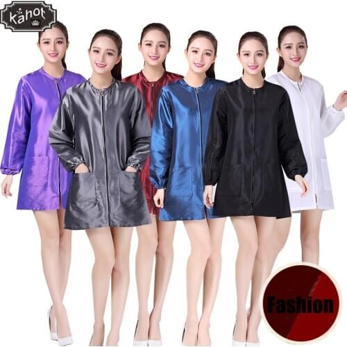 Professional Salon Smock Stylist Jacket Cosmetology Uniform Zipper Hairdressing Cape Beauty SPA Guest Client Kimono Gown Cloth