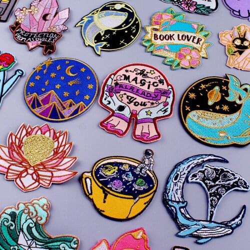 Embroidery/Whale Patch Iron On Patches For Clothing Thermoadhesive Patches On Clothes Stickers/Fusible Patch For Clothes Dress