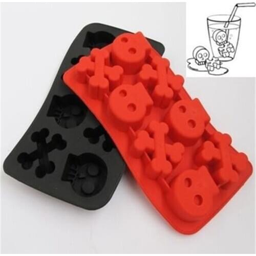 Food Grade Silicone Mould Creative 8 Grid Skull Head Shape DIY Chocolate Candy Mold Easy Clean Environmental Protection Material