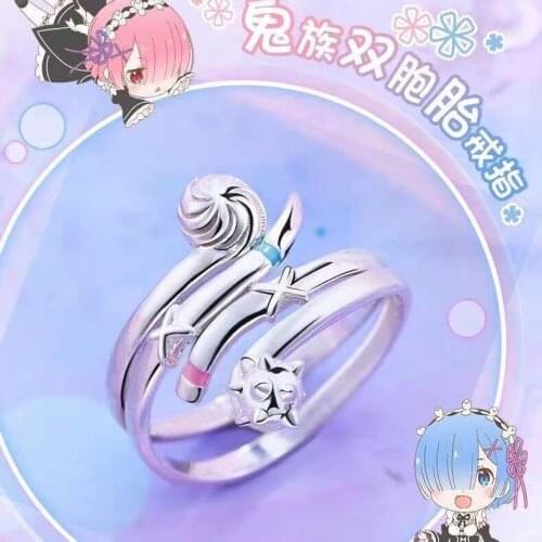 Re:Life In A Different World From Zero Rem Ram Cosplay Finger Ring Fashion Jewelry Halloween Costume Accessory Prop