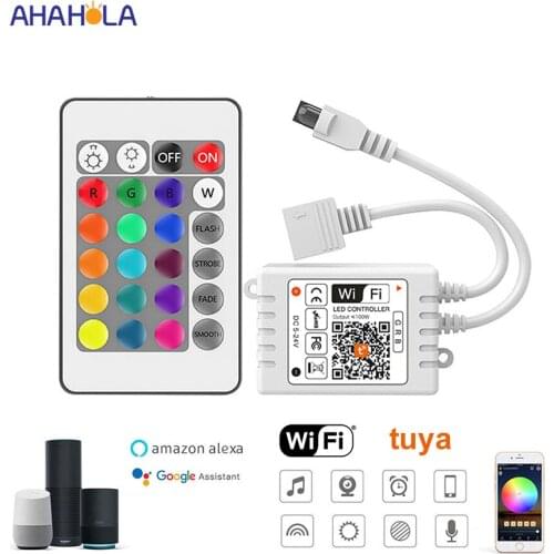 Dc 5-24v 72w Led Rgb Controller Ir Remote Control tuya Wifi Led Controller for Strip Tape Music Time Alexa Rgb Wifi Controller