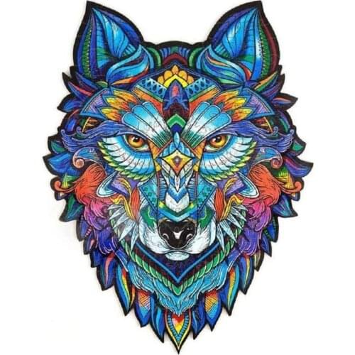 Unique Wooden Jigsaw Puzzles Mysterious Wolf Puzzle Gift For Adults Kids Educational Puzzle Fabulous Gift Interactive Games Toy