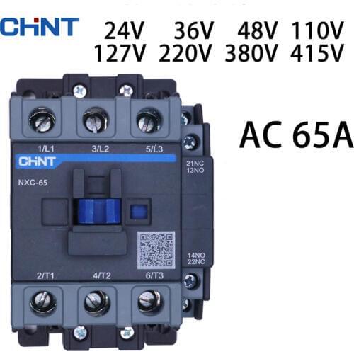 CHINT NXC-65 contactor 65A AC 24V 36V 48V 110V 127V 220V 380V 415V Compatible with the old CJX2 Kunlun series products