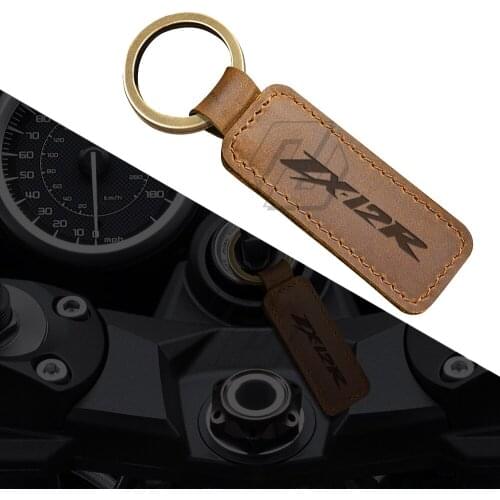 Motorcycle Cowhide Keychain Key Ring Case for Kawasaki ZX12R ZX-12R Key Chain